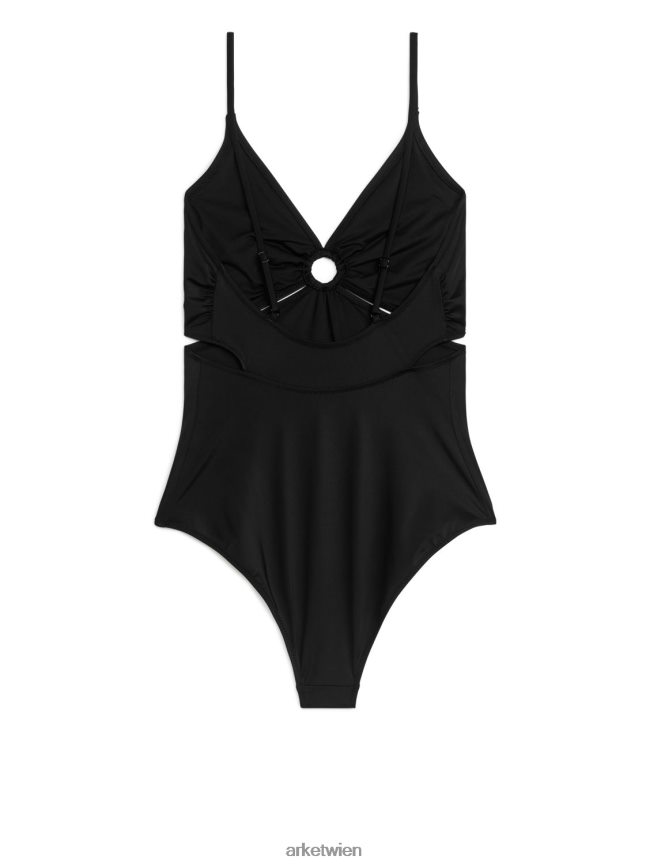 ARKET Badeanzug mit Ausschnitten und Details Schwarz Frauen 8RF08T612 Kleidung