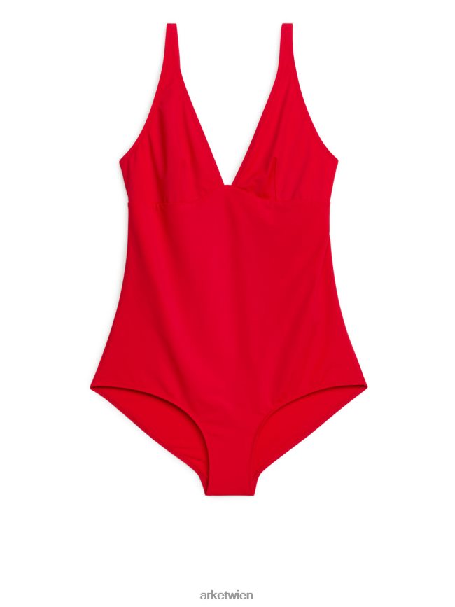 ARKET Badeanzug mit V-Ausschnitt Rot Frauen 8RF08T611 Kleidung