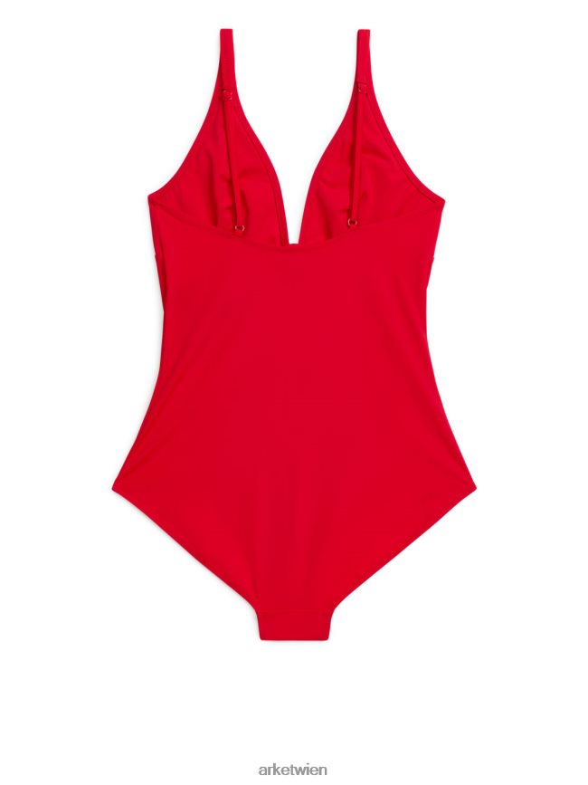ARKET Badeanzug mit V-Ausschnitt Rot Frauen 8RF08T611 Kleidung