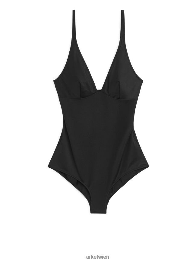 ARKET Badeanzug mit V-Ausschnitt Schwarz Frauen 8RF08T592 Kleidung