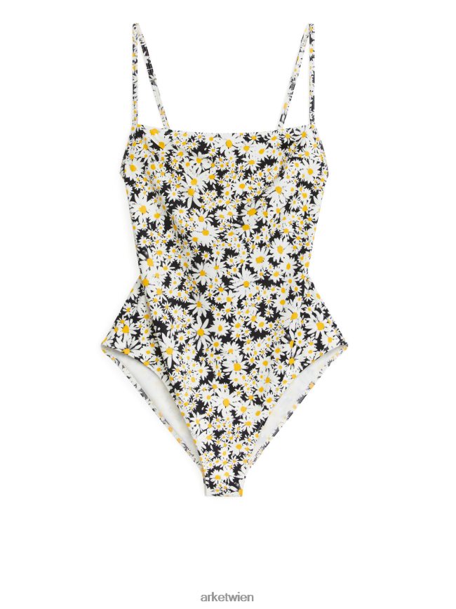 ARKET Badeanzug mit eckigem Ausschnitt blau/weiß/gelb Frauen 8RF08T583 Kleidung