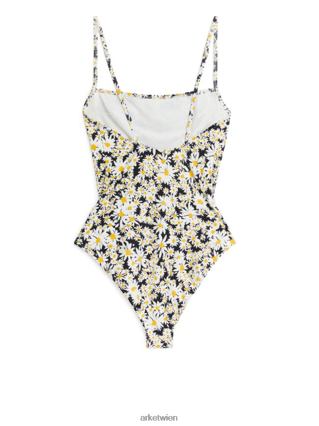 ARKET Badeanzug mit eckigem Ausschnitt blau/weiß/gelb Frauen 8RF08T583 Kleidung