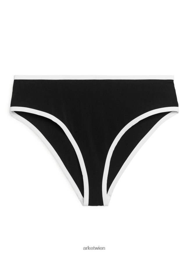 ARKET Bikinihose mit hoher Taille Schwarz-Weiss Frauen 8RF08T600 Kleidung