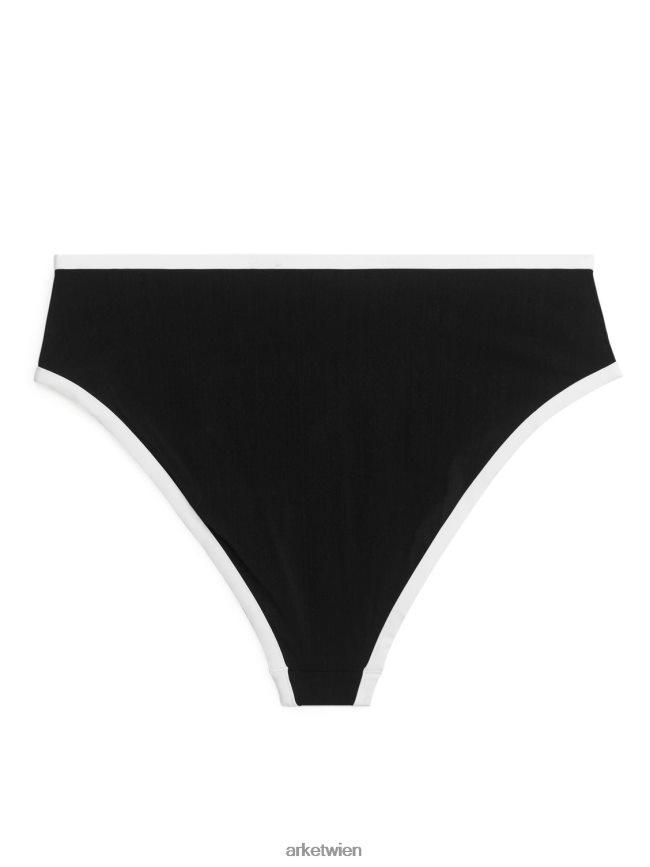 ARKET Bikinihose mit hoher Taille Schwarz-Weiss Frauen 8RF08T600 Kleidung