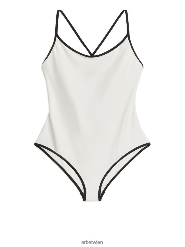 ARKET Matter Badeanzug cremefarben/schwarz Frauen 8RF08T584 Kleidung
