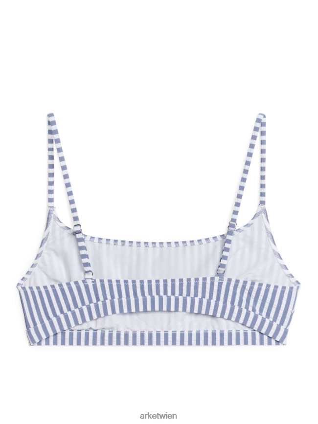 ARKET Seersucker-Bikinioberteil Blau Weiss Frauen 8RF08T593 Kleidung