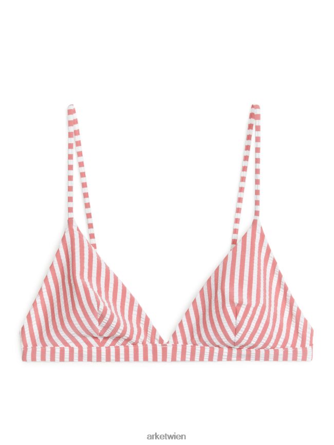 ARKET Seersucker-Bikinioberteil rot-Weiss Frauen 8RF08T603 Kleidung