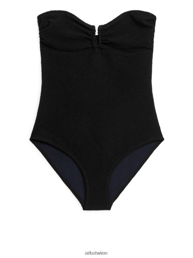 ARKET Strukturierter Bandeau-Badeanzug Schwarz Frauen 8RF08T624 Kleidung