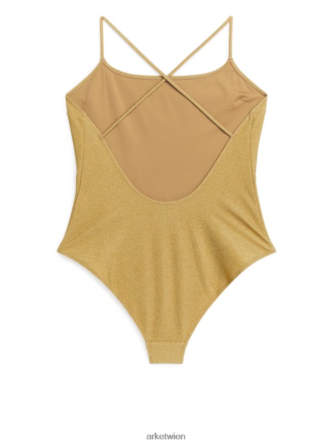 ARKET glitzernder Badeanzug Gold Frauen 8RF08T617 Kleidung