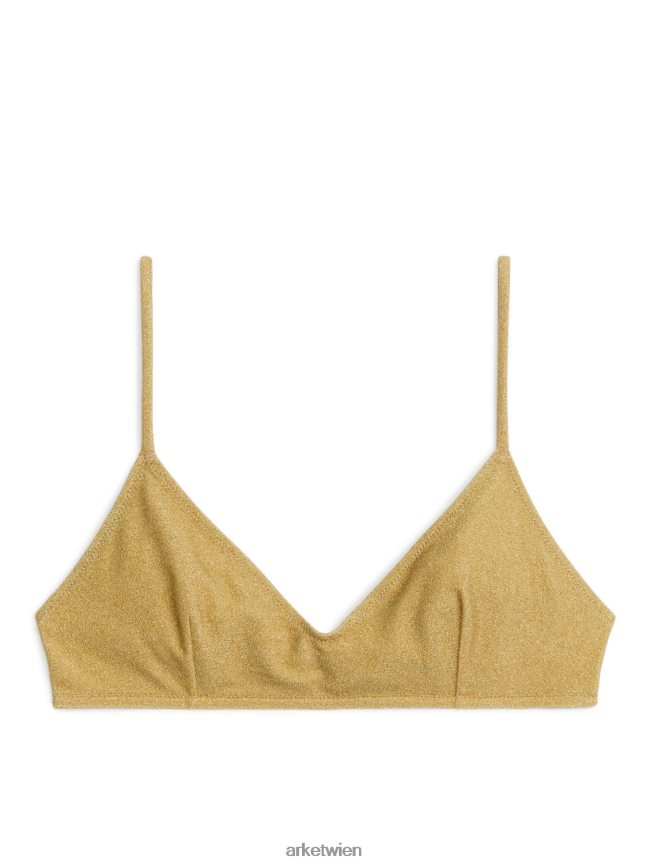 ARKET glitzerndes Bikinioberteil Gold Frauen 8RF08T616 Kleidung