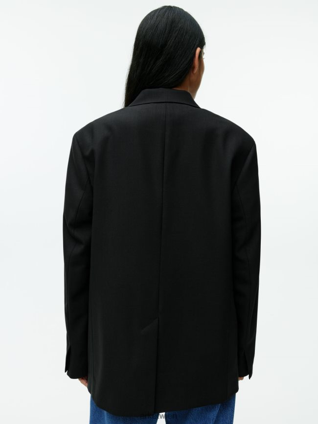 ARKET Übergroßer Blazer aus Wollmischungs-Twill Schwarz Frauen 8RF08T485 Kleidung