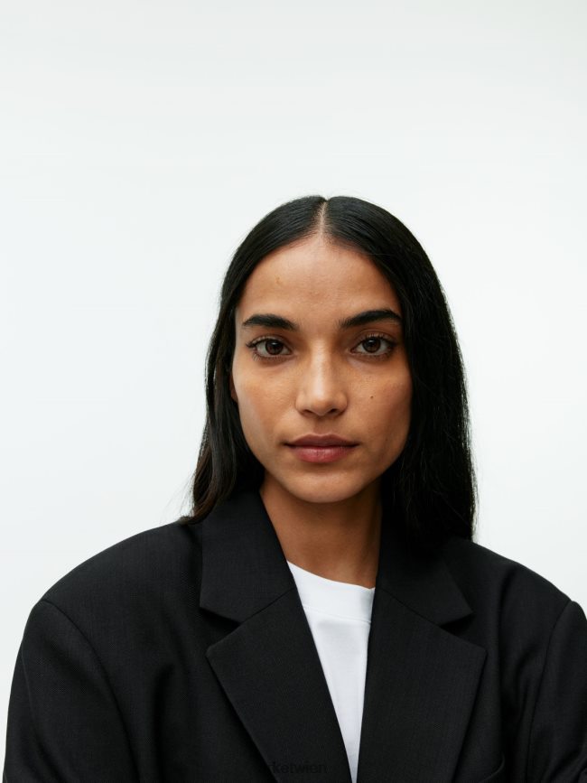 ARKET Übergroßer Blazer aus Wollmischungs-Twill Schwarz Frauen 8RF08T485 Kleidung