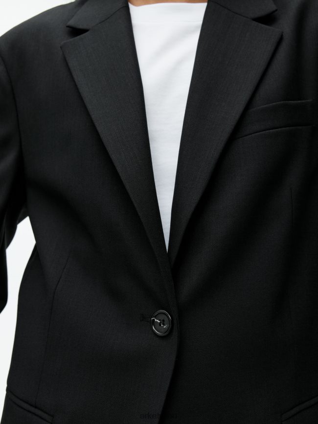 ARKET Übergroßer Blazer aus Wollmischungs-Twill Schwarz Frauen 8RF08T485 Kleidung