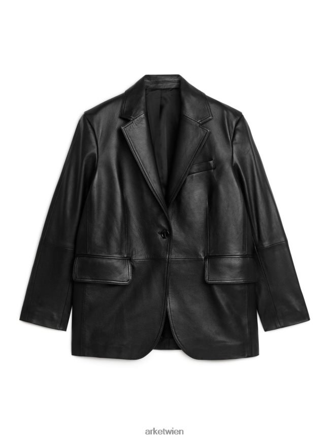 ARKET Übergroßer Lederblazer Schwarz Frauen 8RF08T497 Kleidung