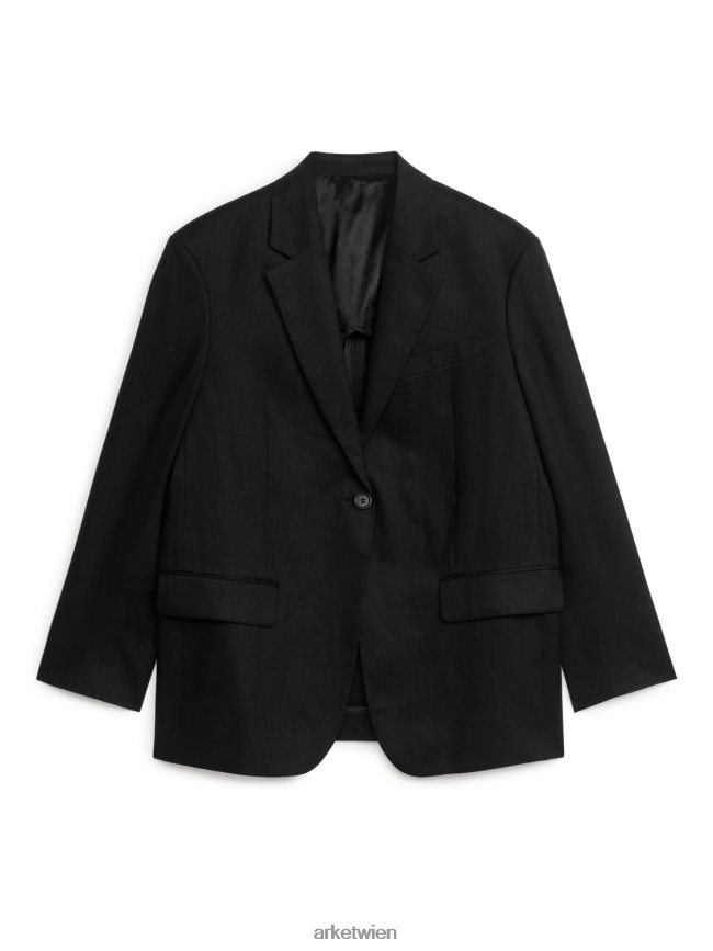ARKET Übergroßer Leinenblazer Schwarz Frauen 8RF08T487 Kleidung