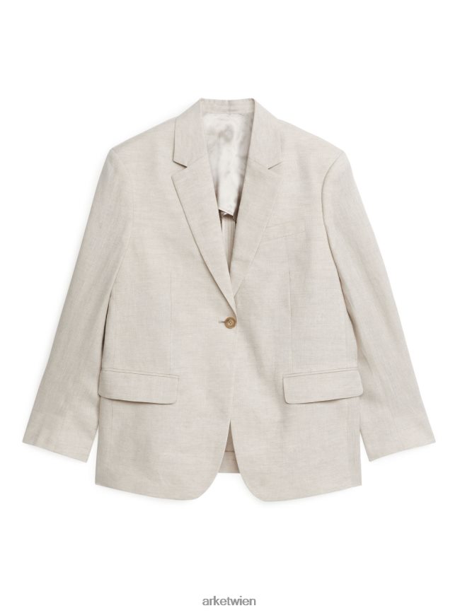 ARKET Übergroßer Leinenblazer hell beige Frauen 8RF08T486 Kleidung