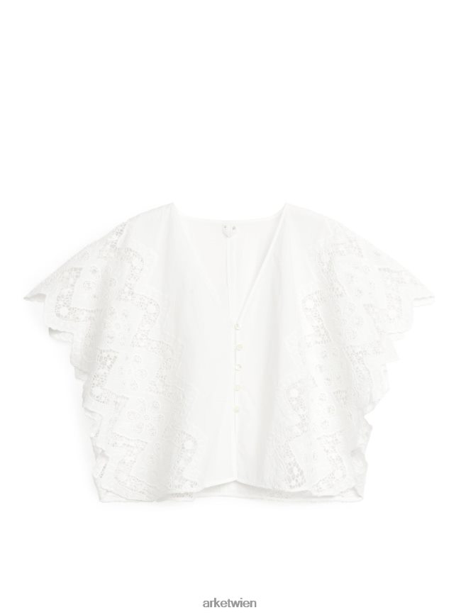 ARKET Bluse mit englischer Stickerei Weiß Frauen 8RF08T35 Kleidung