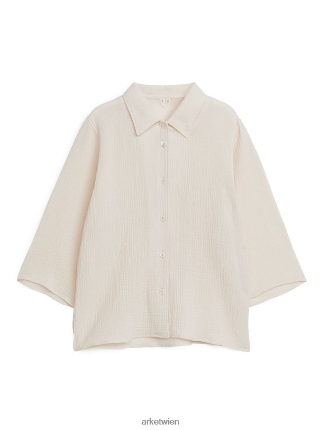 ARKET Hemd aus Crinkle-Baumwolle cremefarben Frauen 8RF08T25 Kleidung