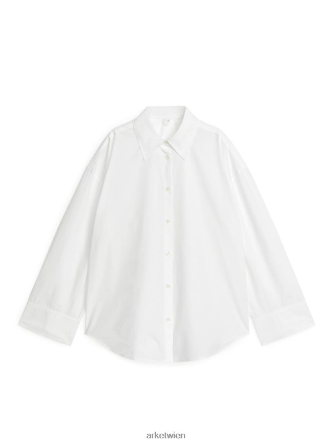 ARKET Lässiges Popeline-Hemd Weiß Frauen 8RF08T5 Kleidung