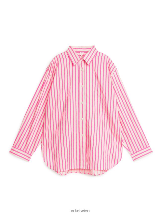 ARKET Lässiges Popeline-Hemd rosa/weiß Frauen 8RF08T51 Kleidung