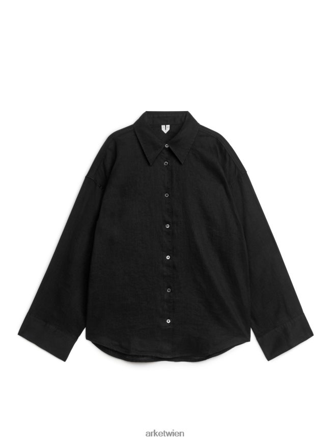 ARKET Leinenhemd Schwarz Frauen 8RF08T64 Kleidung