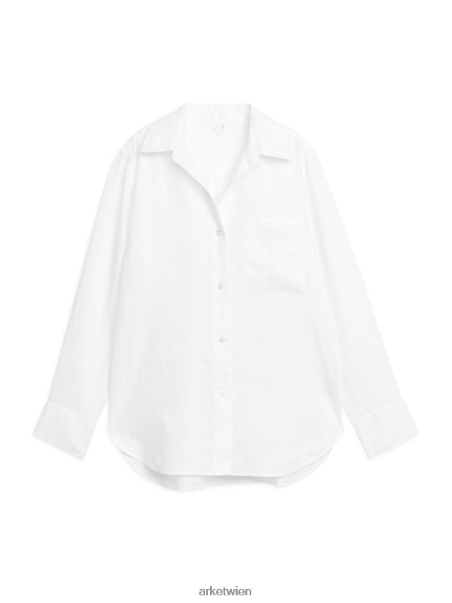 ARKET Leinenhemd Weiß Frauen 8RF08T3 Kleidung