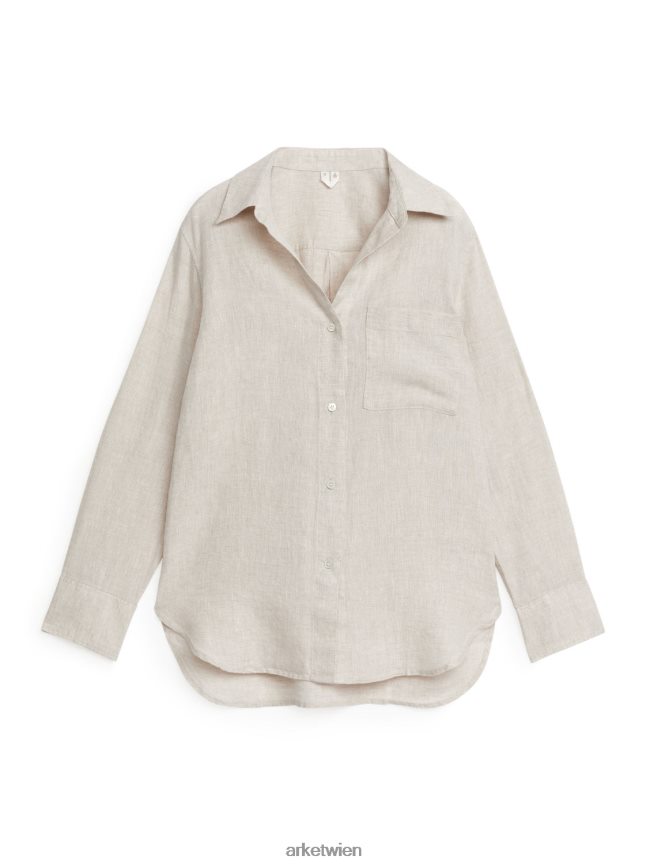 ARKET Leinenhemd hell beige Frauen 8RF08T7 Kleidung