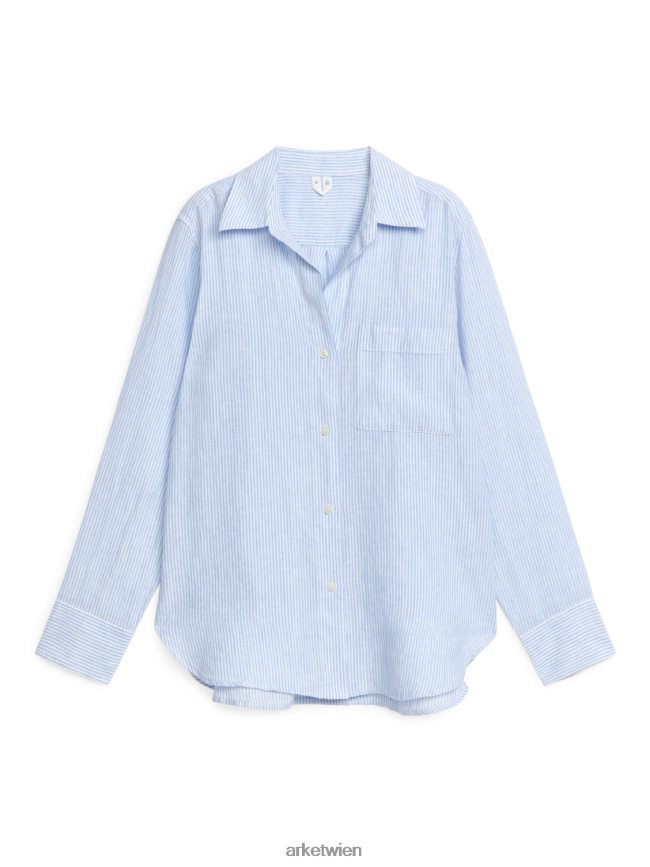ARKET Leinenhemd hellblau/weiß Frauen 8RF08T10 Kleidung
