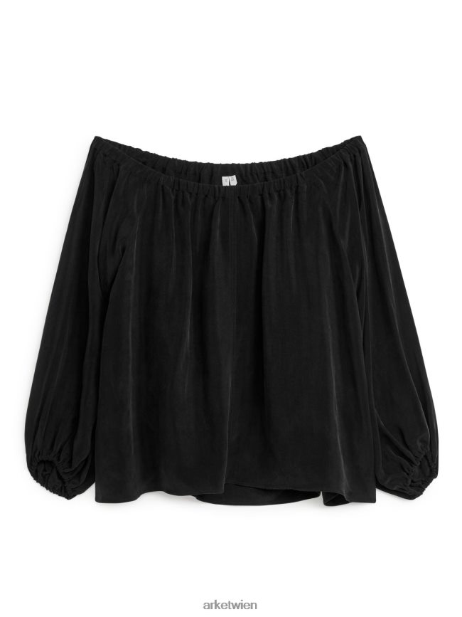 ARKET Schulterfreies Cupro-Oberteil Schwarz Frauen 8RF08T53 Kleidung