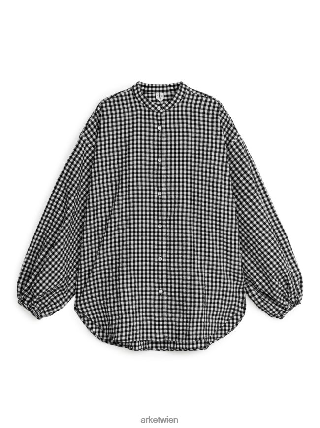 ARKET Seersucker-Hemd Schwarz-Weiss Frauen 8RF08T26 Kleidung