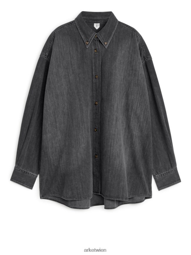 ARKET übergroßes Jeanshemd schwarz gewaschen Frauen 8RF08T27 Kleidung