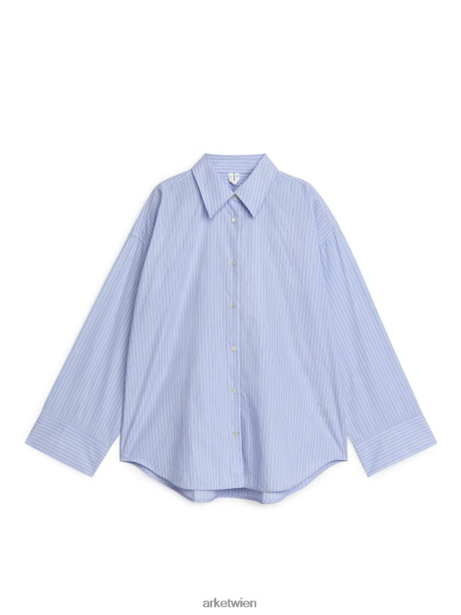 ARKET übergroßes Popeline-Hemd Blau Weiss Frauen 8RF08T54 Kleidung