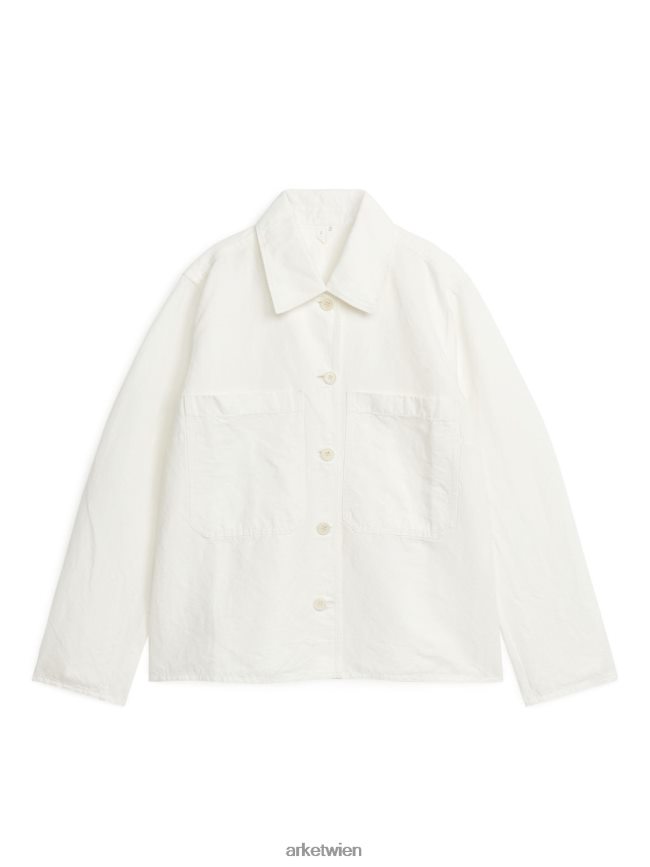 ARKET Überhemd aus Leinenmischung cremefarben Frauen 8RF08T12 Kleidung