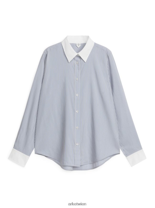 ARKET kontrastierendes Hemd Blau Weiss Frauen 8RF08T28 Kleidung