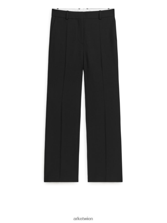 ARKET Ausgestellte Hose aus Wolltwill Schwarz Frauen 8RF08T218 Kleidung