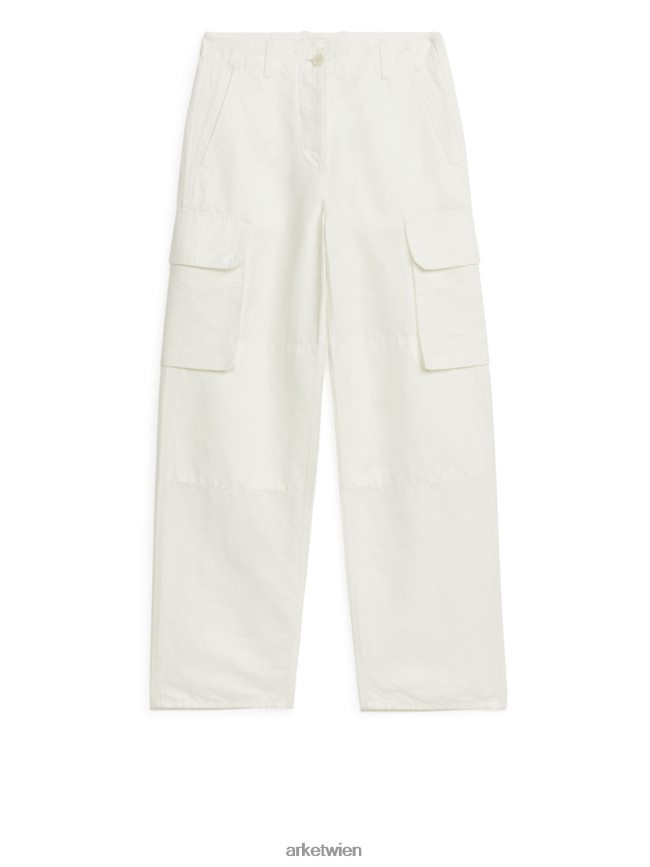 ARKET Cargohose aus Leinenmischung Weiß Frauen 8RF08T173 Kleidung