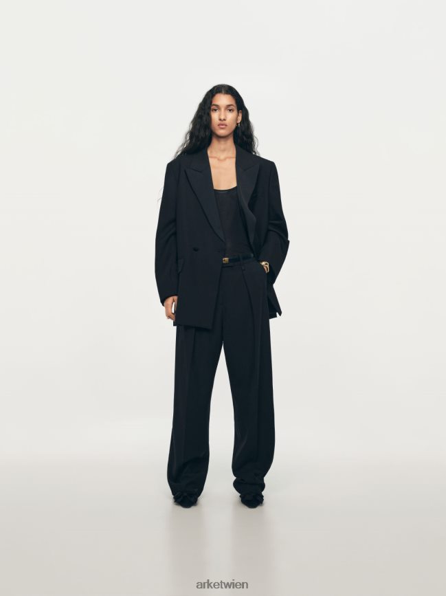 ARKET Hose aus Wollmischungs-Twill Schwarz Frauen 8RF08T208 Kleidung