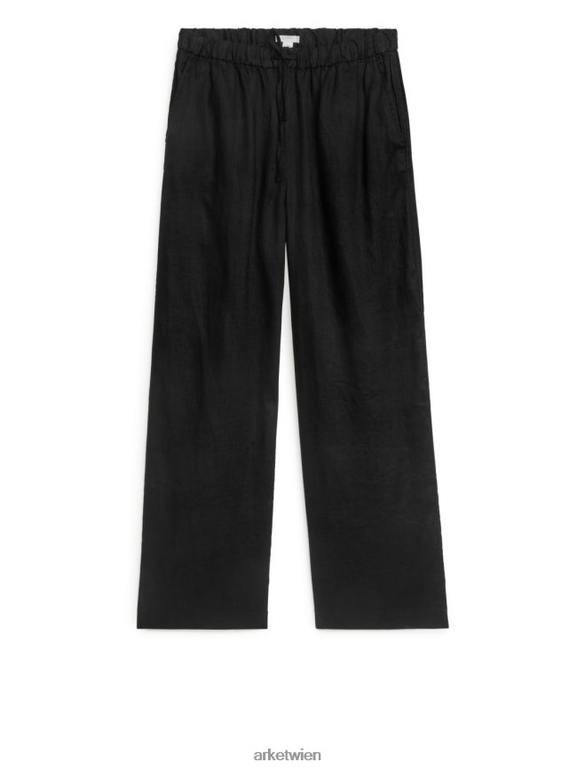 ARKET Leinenhose mit Kordelzug Schwarz Frauen 8RF08T176 Kleidung