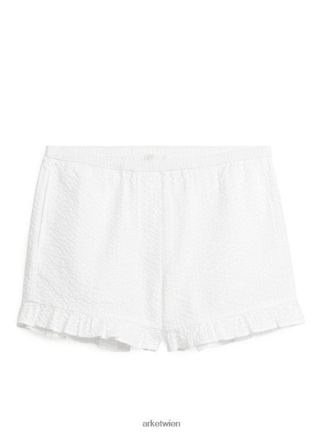 ARKET Seersucker-Shorts mit Rüschen Weiß Frauen 8RF08T187 Kleidung
