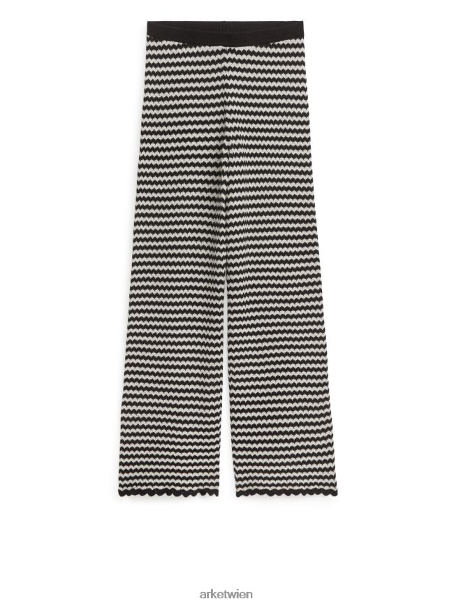 ARKET gestrickte Baumwollhose dunkelblau/cremeweiß Frauen 8RF08T202 Kleidung