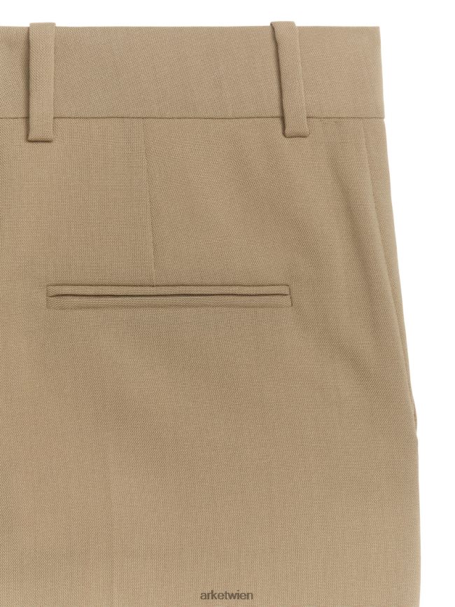 ARKET weite Hopsack-Wollhose dunkelbeige Frauen 8RF08T214 Kleidung