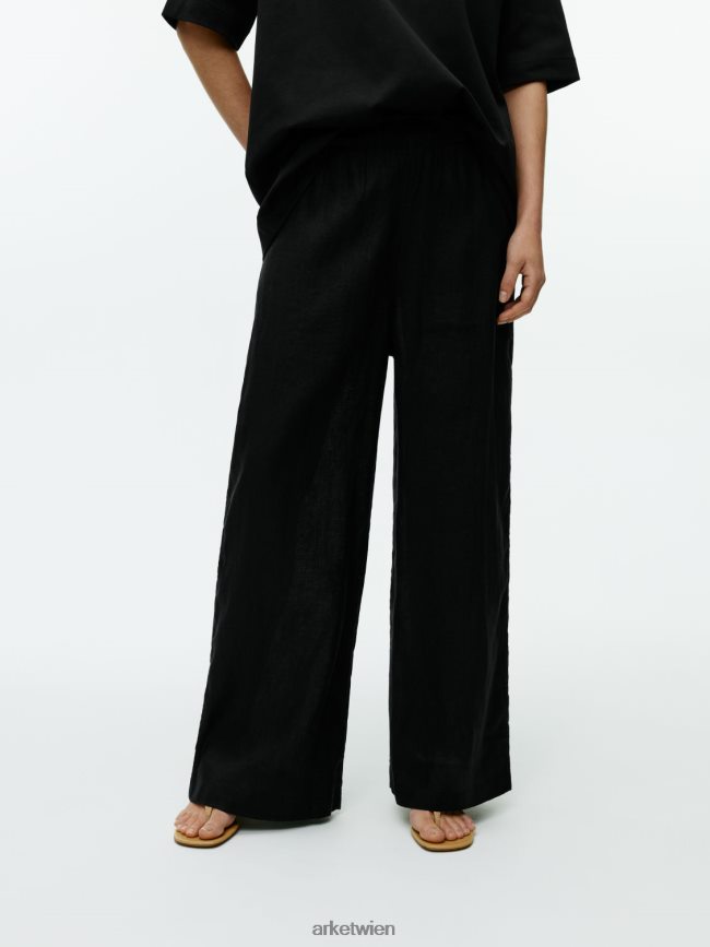 ARKET weite Leinenhose Schwarz Frauen 8RF08T169 Kleidung