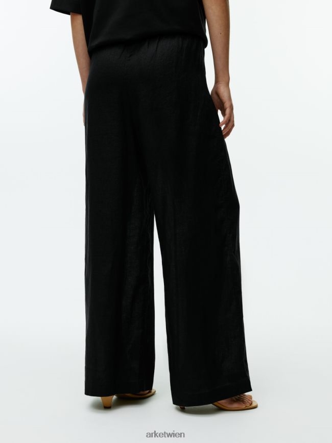 ARKET weite Leinenhose Schwarz Frauen 8RF08T169 Kleidung