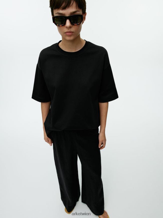 ARKET weite Leinenhose Schwarz Frauen 8RF08T169 Kleidung
