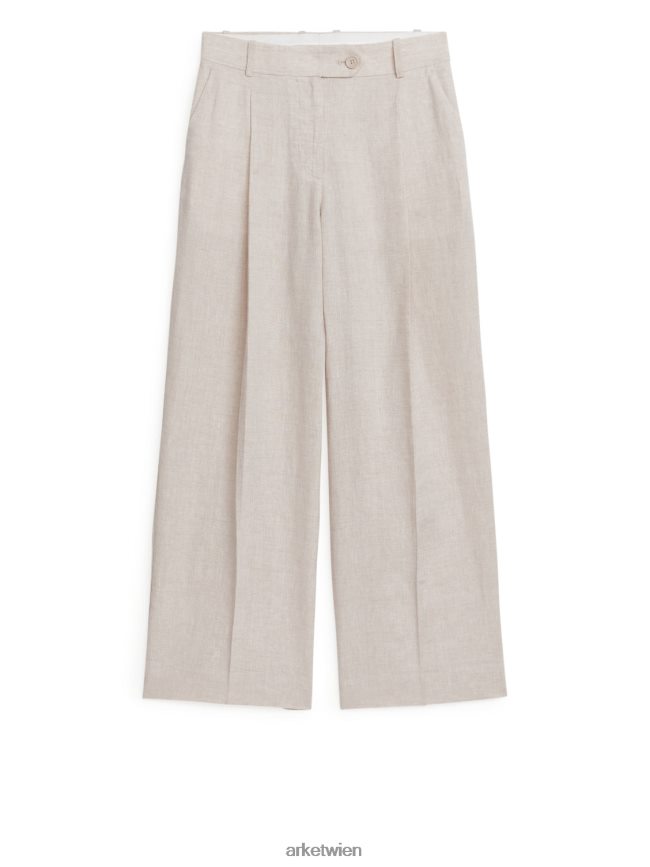 ARKET weite Leinenhose hell beige Frauen 8RF08T194 Kleidung