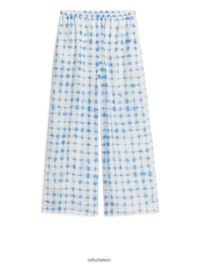 ARKET weite Satinhose weiß Blau Frauen 8RF08T181 Kleidung