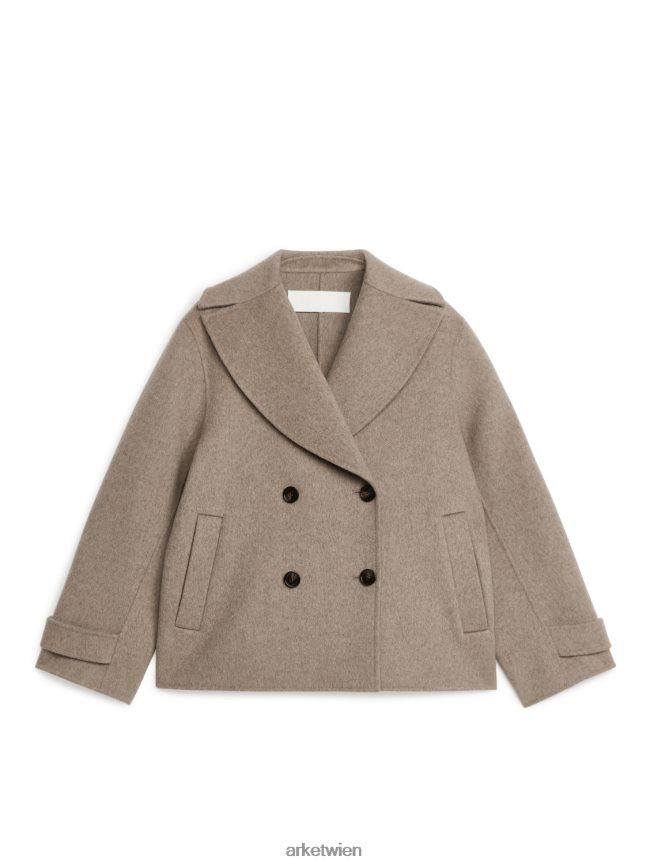 ARKET Cabanjacke aus Wolle dunkelbeige Frauen 8RF08T461 Kleidung