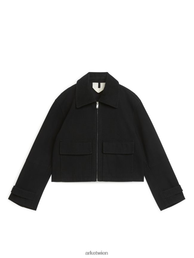 ARKET Canvas-Reißverschlussjacke Schwarz Frauen 8RF08T464 Kleidung