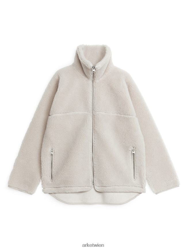 ARKET Hochgeschlossene Jacke aus Flor cremefarben Frauen 8RF08T482 Kleidung