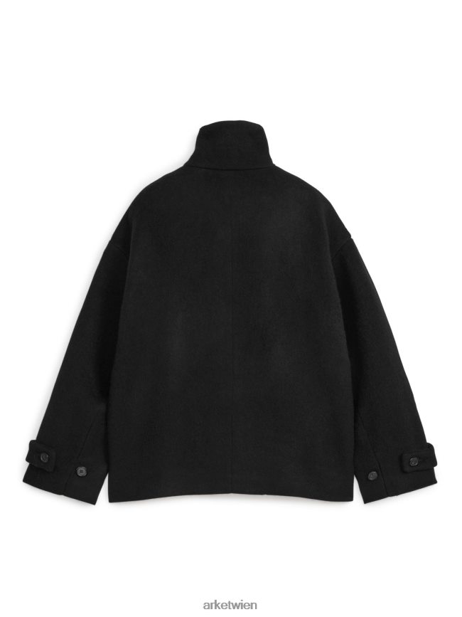 ARKET Jacke aus flauschiger Wollmischung Schwarz Frauen 8RF08T479 Kleidung